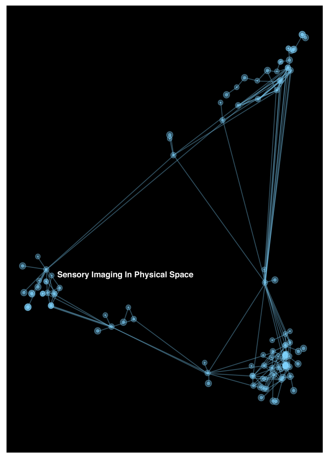 blue data spatial data points forming triangle on blue background